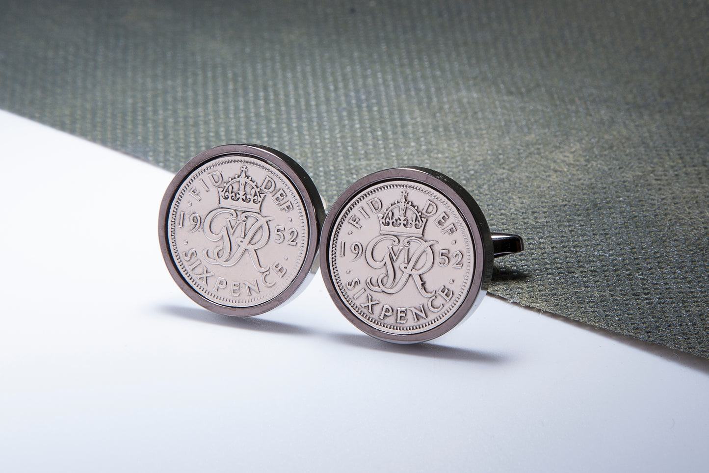 1952 62nd Birthday Lucky Sixpence Cufflinks-Choose Colour and Orientation