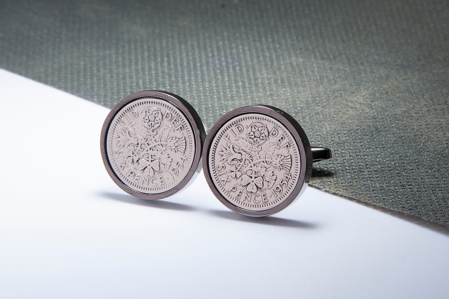 1954 60th Birthday Lucky Sixpence Cufflinks-Choose Colour and Orientation