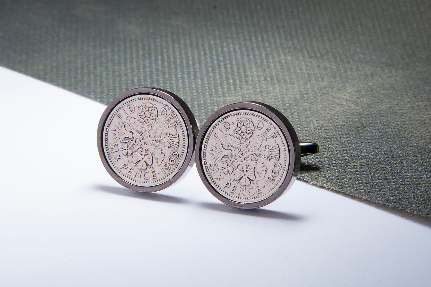 1963 61st Birthday Lucky Sixpence Cufflinks-Choose Colour and Orientation