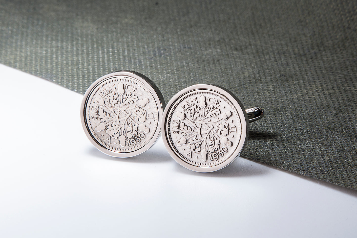 1930 94th Birthday Lucky Sixpence Cufflinks-Choose Colour and Orientation