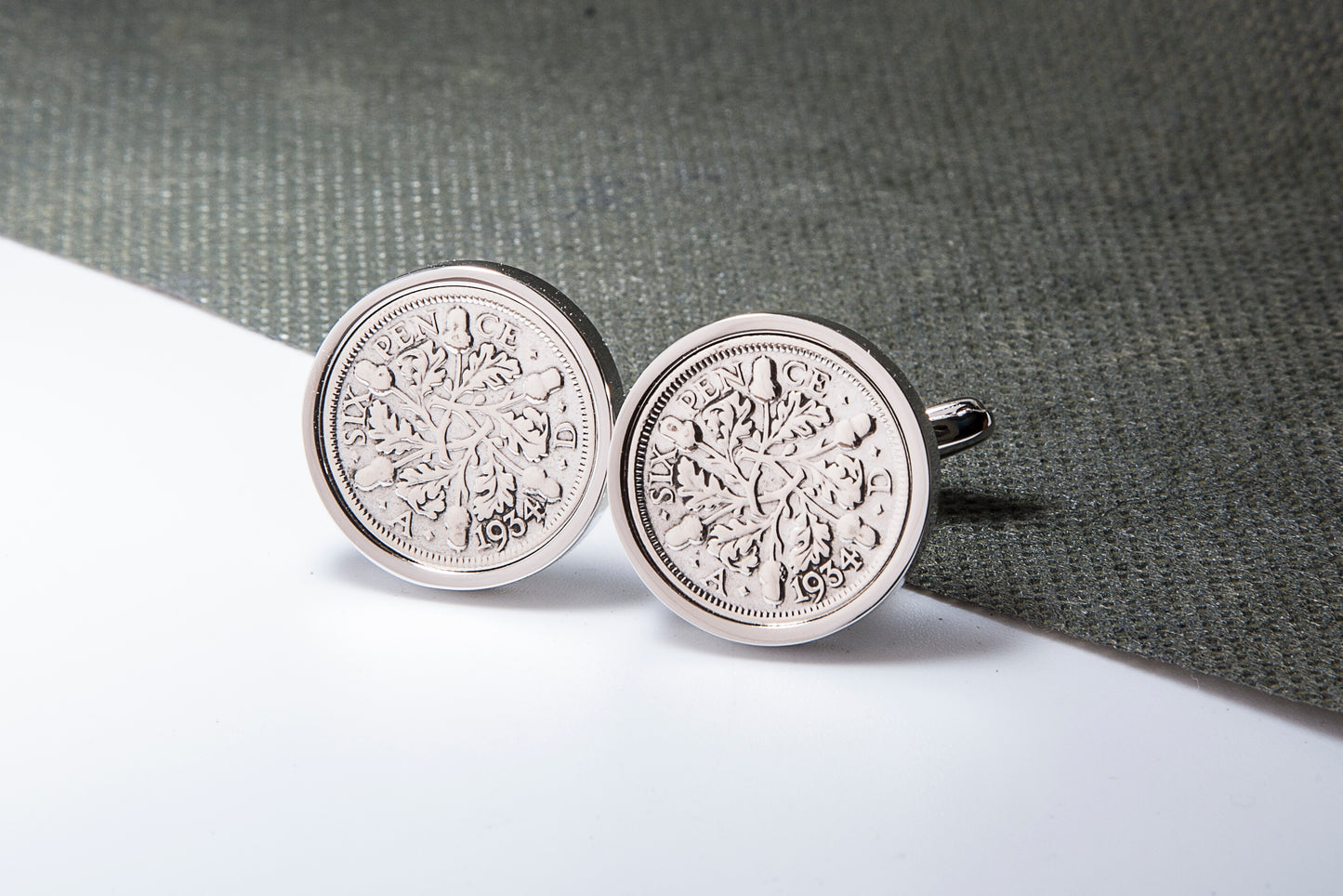 1934 90th Birthday Lucky Sixpence Cufflinks-Choose Colour and Orientation