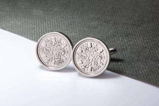 1935 80th Birthday Lucky Sixpence Cufflinks-Choose Colour and Orientation