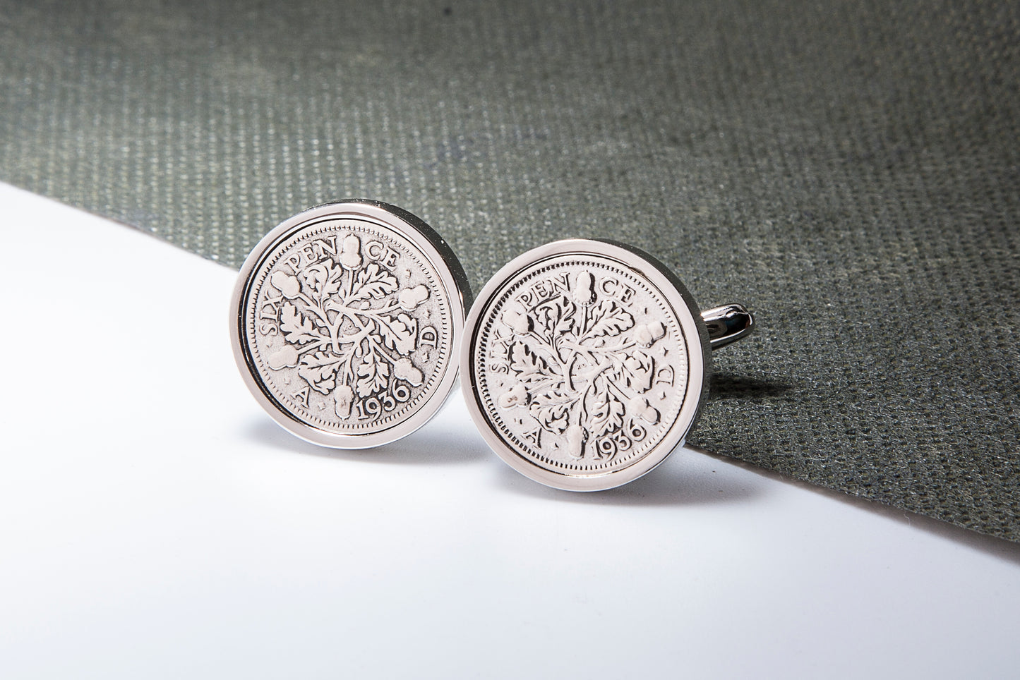 1936 79th Birthday Lucky Sixpence Cufflinks-Choose Colour and Orientation