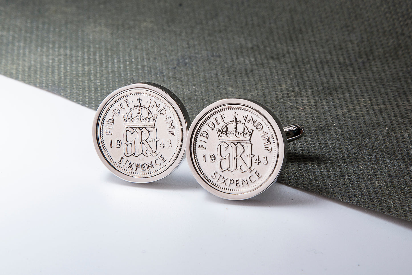 1943 71st Birthday Lucky Sixpence Cufflinks-Choose Colour and Orientation