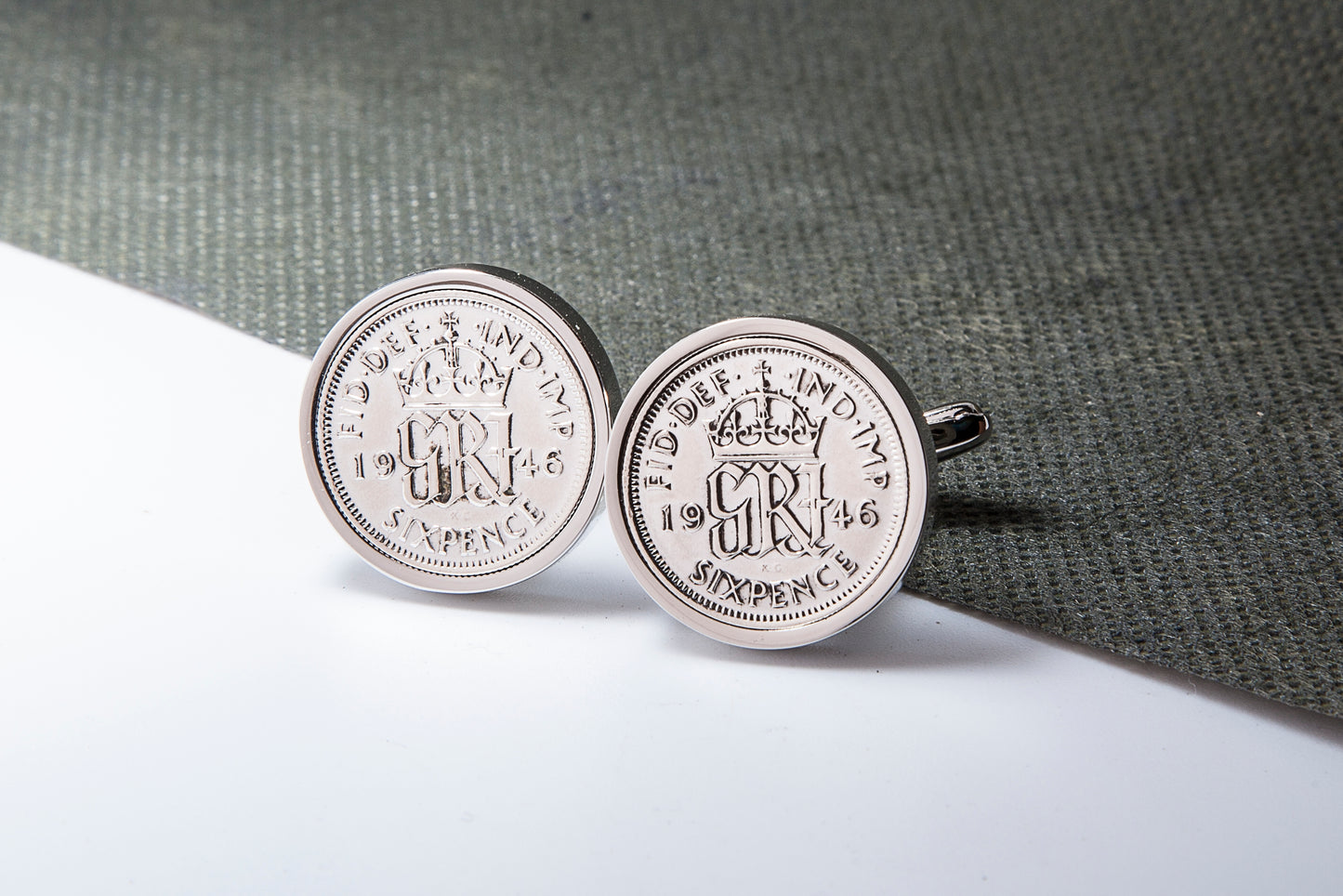 1946 68th Birthday Lucky Sixpence Cufflinks-Choose Colour and Orientation