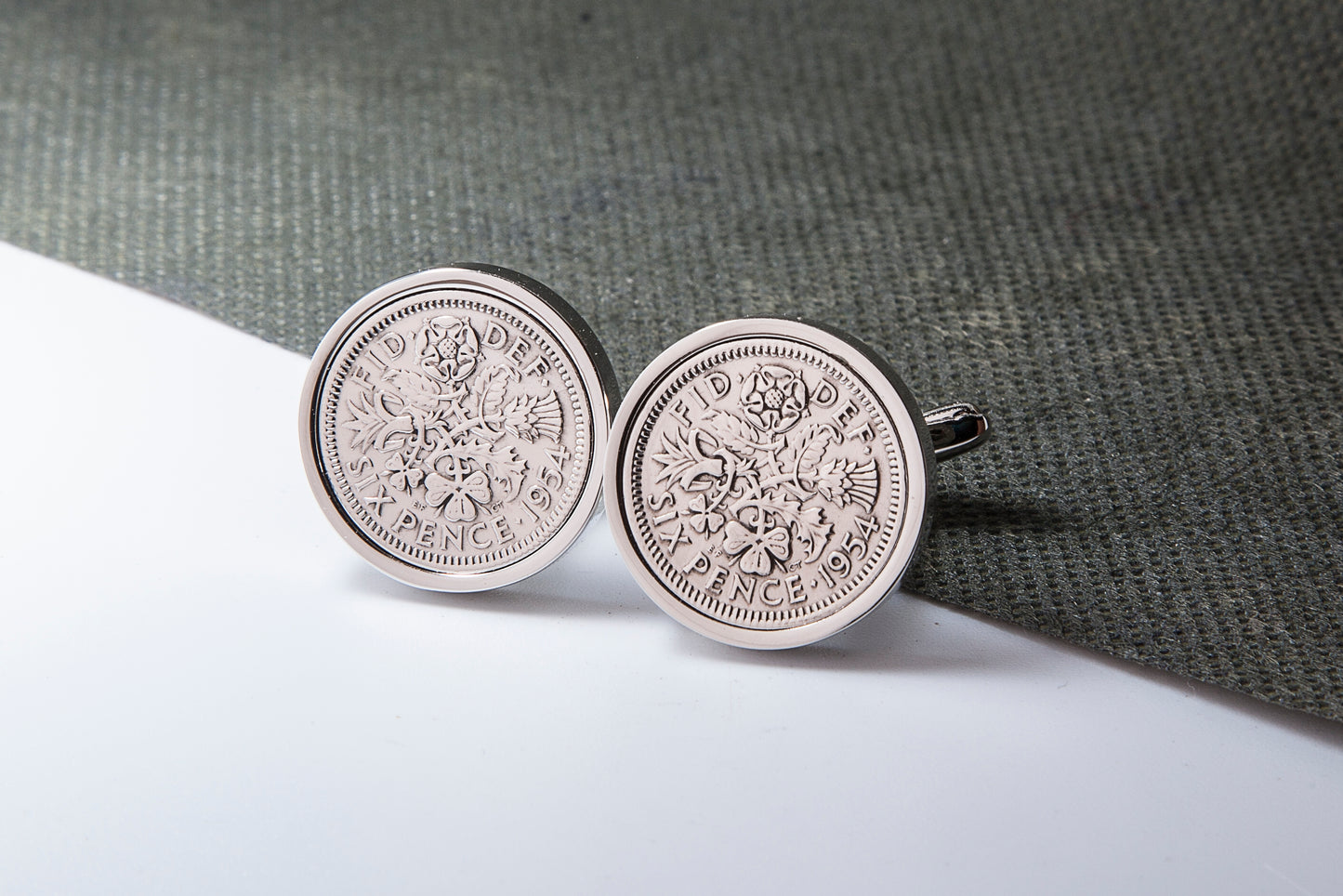 1954 60th Birthday Lucky Sixpence Cufflinks-Choose Colour and Orientation