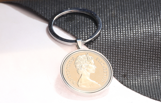 1968 Old Ten Pence Keyring - 56th Birthday Gift - Choose Colour and Engraving